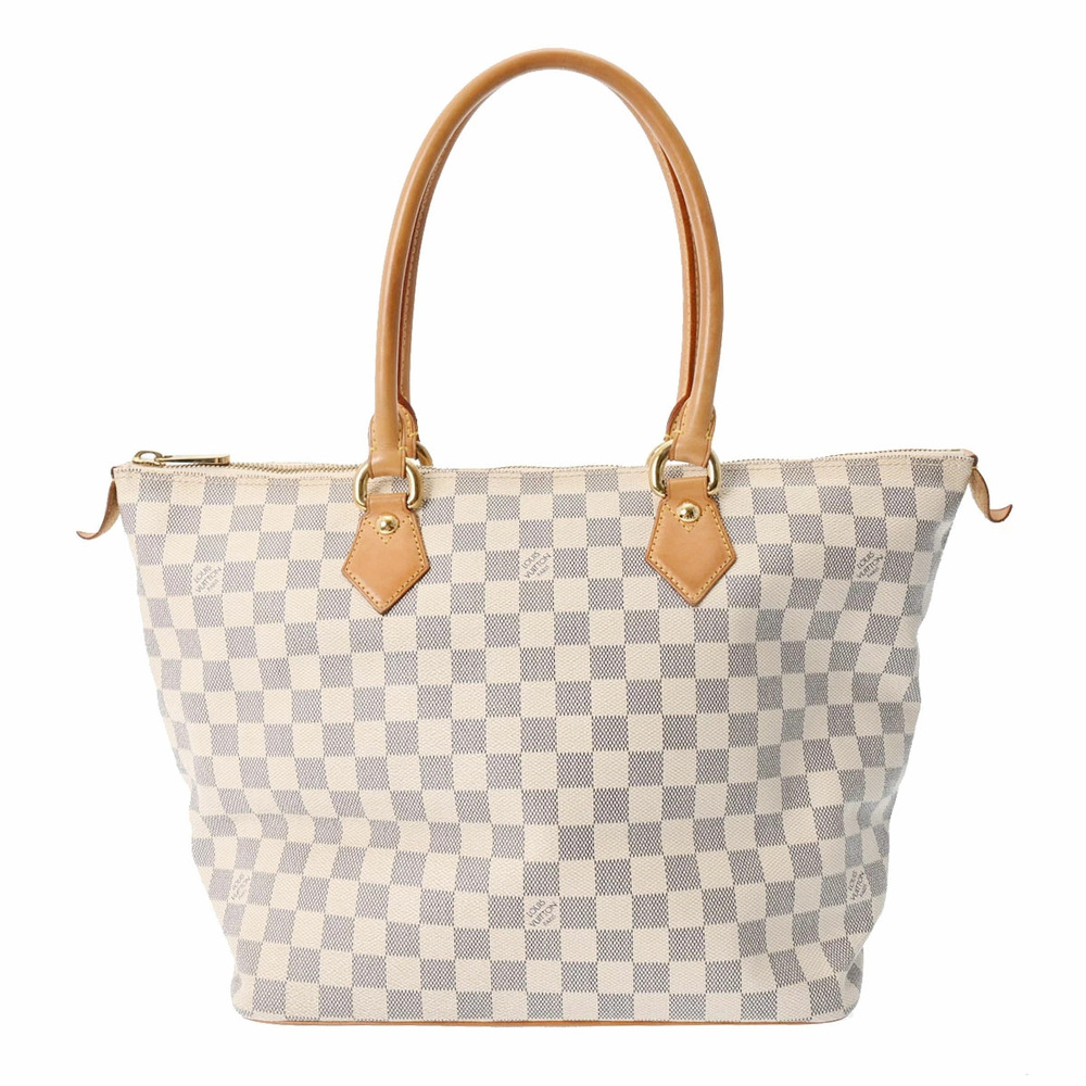 LOUIS VUITTON Damier Saleya Tote Bag White Azur White Canvas Handbag